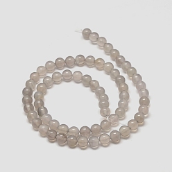 Gainsboro Natural Agate Beads Strands, Round, Gainsboro, 6mm, Hole: 1mm, about 62pcs/strand, 14.8 inch