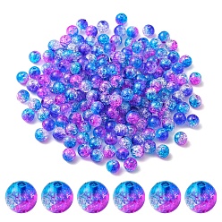 Medium Blue 50G Transparent Crackle Acrylic Beads, Round, Medium Blue, 8x7.5mm, Hole: 1.8mm