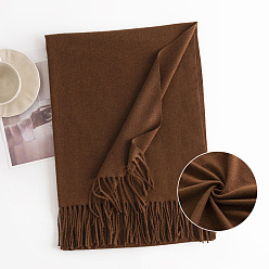 Brun De Noix De Coco Écharpe cache-cou en polyester, écharpe d'hiver, écharpe portefeuille à pampilles, brun coco, 1900x700mm