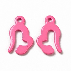 Hot Pink Spray Painted 201 Stainless Steel Charms, Hot Pink, 13x8x1mm, Hole: 1.2mm