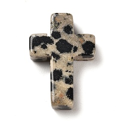 Dalmatian Jasper Natural Dalmatian Jasper Pendants, Religion Corss Charms, 26~26.5x17.5~18x6~6.5mm, Hole: 1.6mm