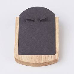 Gris Boucle d'oreille de bois affiche, avec faux suède, grises , 8.8x3.7x12.8 cm