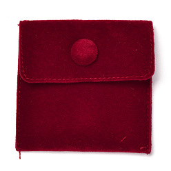 Темно-Красный Квадратные бархатные ювелирные сумки, на кнопках, темно-красный, 6.7~7.3x6.7~7.3x0.95 см