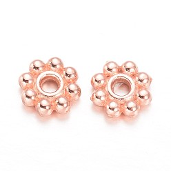 Rose Gold Alloy Daisy Spacer Beads, Flower, Cadmium Free & Lead Free, Rose Gold, 5x1.5mm, Hole: 1.8mm, about 7000pcs/1000g