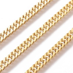 Oro 304 de acero inoxidable cadenas del encintado, con carrete, sin soldar, dorado, 3.8x1.5 mm, link: 5.5x3.8x0.6 mm, aproximadamente 32.8 pies (10 m) / rollo
