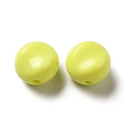Verde de Amarillo Abalorios de acrílico opacos, plano y redondo, amarillo verdoso, 9.5~10x12 mm, agujero: 1.8 mm, Sobre 1110 unidades / 500 g