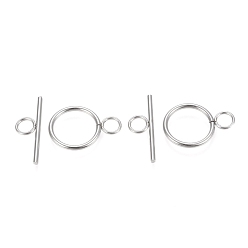 Stainless Steel Color 304 Stainless Steel Toggle Clasps, Ring, Stainless Steel Color, Ring: 27.5x19.5x2mm, Hole: 5.5mm, Bar: 30x10x2mm, Hole: 5.5mm