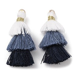White Polycotton Tassel Pendant Decorations, with Iron Loops, White, 34~45x4~5mm, Hole: 3mm
