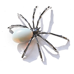 Опал Опаловый дисплей украшения, с металлическим держателем в форме паука, для домашнего украшения рабочего стола, 48x55 мм