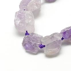 Amethyst Natural Amethyst Beads Strands, Nuggets, 10~27x17~33x17~33mm, Hole: 2~2.5mm, about 12~15pcs/strand, 15.7 inch