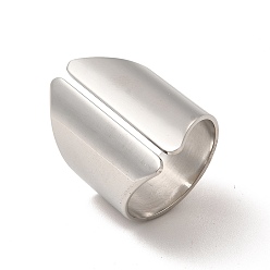 Color de Acero Inoxidable 304 anillo de puño abierto ancho de acero inoxidable para hombres y mujeres, color acero inoxidable, diámetro interior: 19 mm