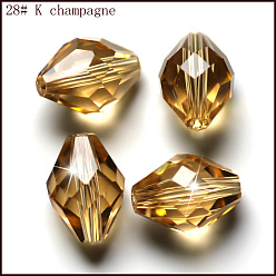 Oro Imitación perlas de cristal austriaco, aaa grado, facetados, bicono, oro, 10x13 mm, agujero: 0.9~1 mm