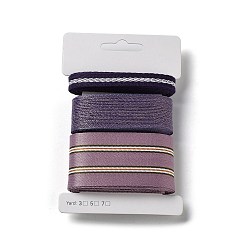Púrpura 9 yardas 3 estilos de cinta de poliéster, para manualidades hechas a mano, moños para el cabello y decoración de regalo, paleta de colores morados, púrpura, 3/8~1-5/8 pulgada(10~40mm) aproximadamente 3 yardas/estilo