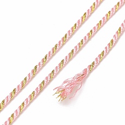 Pink Cordón de filigrana de polialgodón, cuerda trenzada, con carrete de plástico, para colgar en la pared, artesanías, envoltorio de regalo, rosa, 1.5 mm, aproximadamente 21.87 yardas (20 m) / rollo