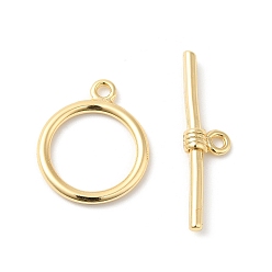 Real 18K Gold Plated Brass Toggle Clasps, Round Ring, Real 18K Gold Plated, Ring: 17x14x1.5mm, Hole: 1.6mm, Bar: 6x22x3mm, Hole: 1.5mm