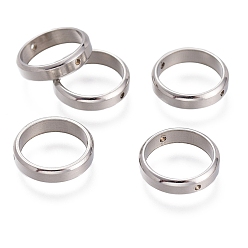 Stainless Steel Color 201 Stainless Steel Bead Frames, Ring, Stainless Steel Color, 12x3mm, Hole: 1mm