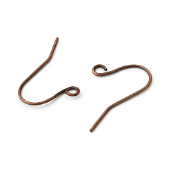 Red Copper Iron Earring Hooks, with Horizontal Loop, Nickel Free, Red Copper, 19x16mm, Hole: 2mm, 22 Gauge, Pin: 0.6mm