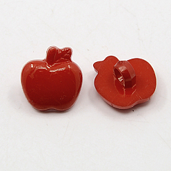 Dark Red Acrylic Shank Buttons, 1-Hole, Dyed, Apple, Dark Red, 16x15x4mm, Hole: 3mm