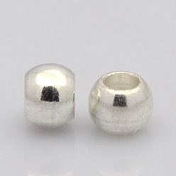 Silver Brass European Beads, Large Hole Rondelle Beads, Silver, 6x5mm, Hole: 3mm
