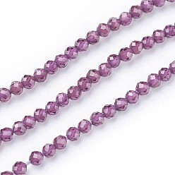 Garnet Natural Garnet Beads Strands, Faceted, Round, 2~2.5mm, Hole: 0.5mm, about 180~200pcs/strand, 14.5~16.1 inch(37~41cm)
