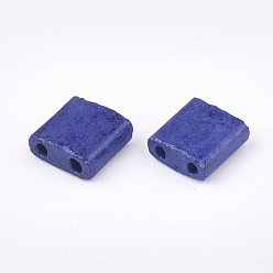 Темно-синий  Шифер 2 Отверстие для выпечки краски стеклянные бусины, прямоугольные, темно-синий, 5x4.5~5.5x2~2.5 мм, отверстие : 0.5~0.8 мм