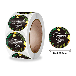 Black Thank You Stickers Roll, Self-Adhesive Kraft Paper Gift Tag Stickers, Adhesive Labels, Black, 25mm, about 500pcs/roll