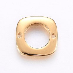 Golden 304 Stainless Steel Links connectors, Square, Golden, 13.5x13.5x2mm, Hole: 1.5mm
