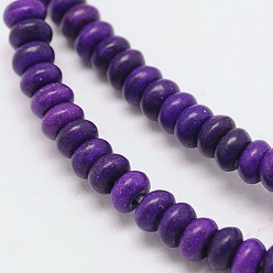 Purple Dyed Synthetical Turquoise Rondelle Bead Strand, Purple, 6x4mm, Hole: 1mm, about 95pcs/srtand, 15.7 inch