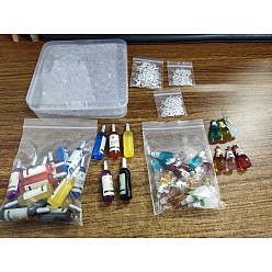 Mixed Color CHGCRAFT DIY 22 Pairs Drink Bottle Shape Earring Makings Kits, Including Resin Beads, Brass Earring Hooks, Iron Findings, Mixed Color, Beads: 48x12mm, 44pcs/box