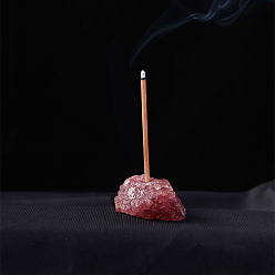 Quartz Fraise Brûleurs d'encens en quartz synthétique à la fraise, porte-encens de forme irrégulière, bureau à domicile salon de thé fournitures bouddhistes zen, 40~60mm