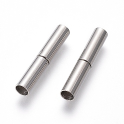 Stainless Steel Color 304 Stainless Steel Bayonet Clasps, Column, Stainless Steel Color, 18x4mm, Hole: 3mm
