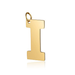 Letter I 201 Stainless Steel Pendants, Letter, Golden, Letter.I, 29.5x14x1.5mm, Hole: 4.5mm