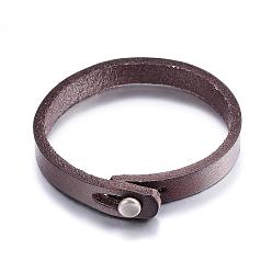 Brun De Noix De Coco  Bracelets de cordon en cuir, avec des agrafes en alliage, brun coco, 8-1/4 pouces (213 mm) x 10 mm