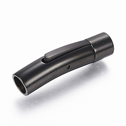 Electrophoresis Black 304 Stainless Steel Bayonet Clasps, Tube, Electrophoresis Black, 30x8x10mm, Hole: 6mm