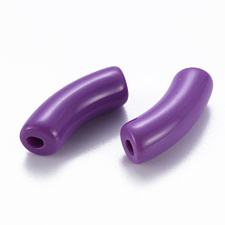 Dark Violet Opaque Acrylic Beads, Curved Tube, Dark Violet, 36x13.5x11.5mm, Hole: 4mm, about 133pcs/500g