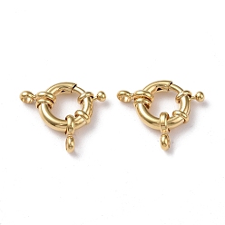 Real 24K Gold Plated Eco-friendly Brass Spring Ring Clasps, Cadmium Free & Lead Free, Long-Lasting Plated, Real 24K Gold Plated, 15x15x2~5mm,Hole:2mm
