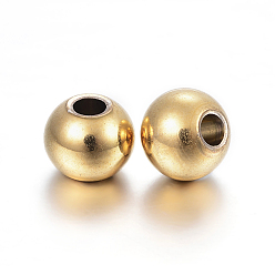 Golden Ion Plating(IP) 304 Stainless Steel Spacer Beads, Round, Golden, 4x3mm, Hole: 1.5mm
