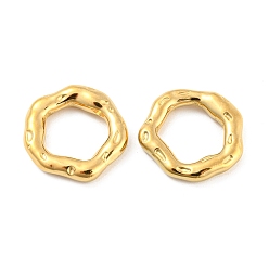 Chapado en Oro Real 18K 304 de acero inoxidable que une los anillos, flor irregular, martillado, real 18 k chapado en oro, 19x19.5x3.5 mm, diámetro interior: 12x12 mm