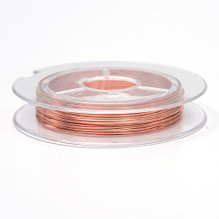Raw Bare Round Copper Wire, Raw Copper Wire, Copper Jewelry Craft Wire, Coral, 0.3mm, about 32.8 Feet(10m)/roll, 10 rolls/group