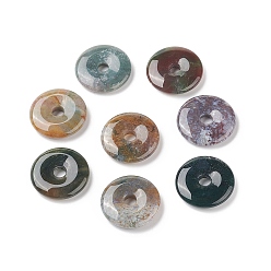 (RRHB277) Кристалл на подкладке из медово-бежевого цвета Пончик / пи диск из натурального камня подвески, Индийский агат, 40x5.5 мм, отверстие : 8 мм