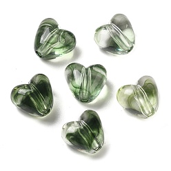 Gris Ardoise Foncé Perles acryliques transparentes, cœur, gris ardoise foncé, 9.6x10.5x7mm, Trou: 1.8mm, environ1120 pcs / 500 g