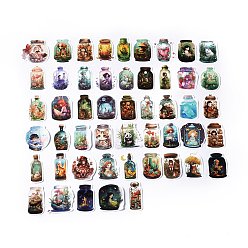 Mixed Color Cartoon Paper Sticker, for DIY Scrapbooking, Craft, Magic Bottle with Animal/Plant/Human, Mixed Color, 50~54x23.5~52.5x0.1mm, 50pcs/bag