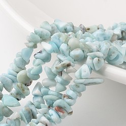 Larimar Chip Natural Larimar Bead Strands, Grade A+, 10~13x5~7x2~3mm, Hole: 1mm, about 15.7 inch