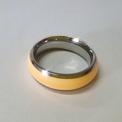 Orange Luminous 304 Stainless Steel Flat Plain Band Finger Ring, Glow In The Dark Jewelry for Men Women, Orange, US Size 9(18.9mm)
