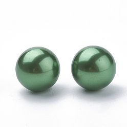 Темно-Зеленый Экологичные пластиковые бусины с имитацией жемчуга, высокий блеск, класс А, круглые, темно-зеленый, 40 мм, отверстие : 3.8 мм