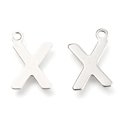 Letter X 201 Stainless Steel Charms, Alphabet, Letter.X, 12x8.5x0.6mm, Hole: 1.2mm