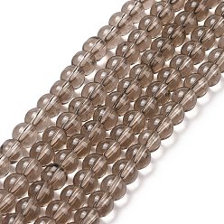 Brun Rosé  Verre rondes rangées de perles, brun rosé, 10mm, Trou: 1mm, Environ 32 pcs/chapelet, 11 pouce