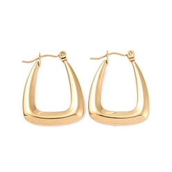Golden Ion Plating(IP) 304 Stainless Steel Hoop Earrings for Women, Trapezoid, Golden, 25.5x20x3mm, Pin: 0.8mm