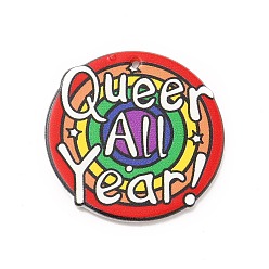 Colorido Orgullo acrílico colgantes, plano redondo con palabra queer todo el año, colorido, 35.5x2 mm, agujero: 1.2 mm