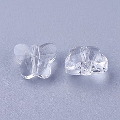 Claro Perlas de vidrio transparentes, facetados, mariposa, Claro, 8x10x5.5 mm, agujero: 1 mm